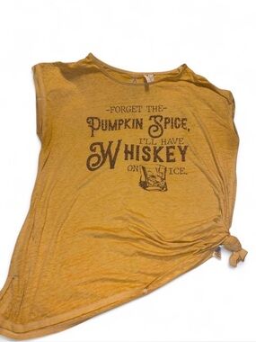 Cato Mustard Graphic Tank Top - Whiskey Print